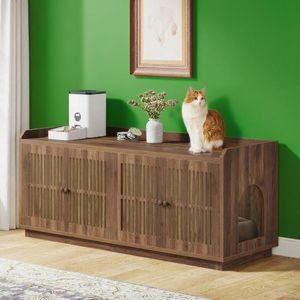 Lettiera per Gatti Intelligente con Grande Capacità, Facile da Pulire, Stile Lussuoso per Soggiorno, in Legno e Materiale PP - Product Image 1