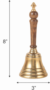 Campana de Mano con Mango de Madera, Campana Decorativa Redonda, Chapada en Oro, Acabado Pulido, Tema Musical, Vintage, Coleccionable, Decoración para el Hogar - Product Image 2