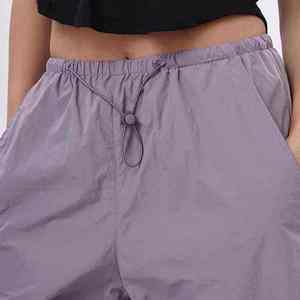 Hot Sale <b>Men's</b> Casual Custom Baggy Curved <b>Nylon</b> Track Pants Distressed Mid Quick Dry Elasticity Stacked Plain Windbreak - Product Image 6