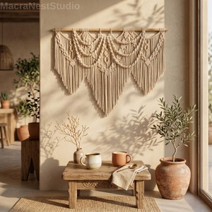 Tapiz de Macramé Personalizable al por Mayor, Estilo Bohemio, Forma Irregular, Decoración para el Hogar, para Sala de Estar - Product Image 6