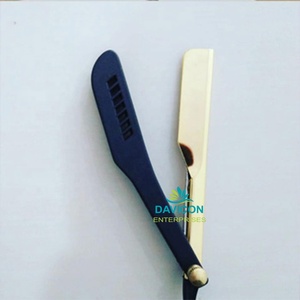 Maquinilla de afeitar recta manual de acero inoxidable plegable para hombres con mango de madera BARBER EDGE Base de instrumentos quirúrgicos - Product Image 4