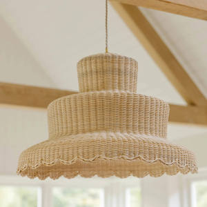 Cottagecore Chic Triple Tier Rattan Lampshade Elegant Straw Woven Pendant <b>Light</b> Cover Luxury Ceiling Hanging <b>Chandelier</b> - Product Image 2