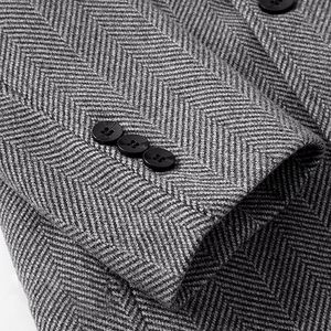 <b>Mens</b> Trench <b>Coat</b> <b>Long</b> Hot Sale British Style Daily Commute Overcoat Herringbone Wool <b>Long</b> <b>Coats</b> - Product Image 6