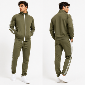 Conjunto Deportivo de Alto Rendimiento Color Verde Oliva, Chaqueta con Cierre Completo, Ropa Deportiva Activa, Marca Privada, Venta al Por Mayor - Product Image 2