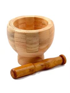 Mortero y pilón de madera maciza hechos a mano para moler especias, hierbas, semillas y preparar medicamentos ayurvédicos - Product Image 6