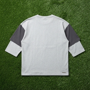 <b>Men's</b> Color Block Oversized T Shirt Crew <b>Neck</b> Layered Long Sleeve Casual Streetwear Cotton <b>Tshirt</b> Relaxed Fit - Product Image 5