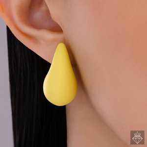 Pendientes de anacardo acrílico amarillo PRAO, accesorio de moda - Product Image 3