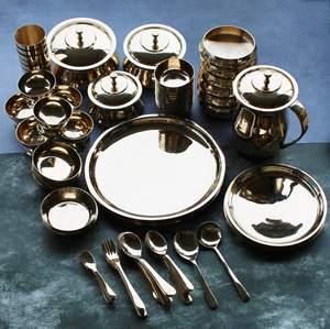 Juego de Vajilla Clásico de 84 Piezas de Bronce (Kansa), Ecológico, Ligero y Duradero - Product Image 1