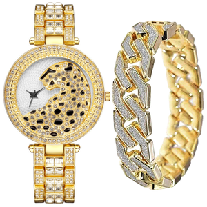 Fashion Women <b>Watch</b> With <b>Bling</b> Bracelet 2pcs <b>Ladies</b> <b>Watches</b> With Hip Hop Jewelry Sets 9782 - Product Image 6