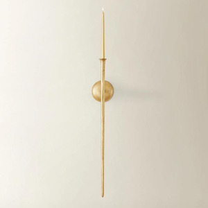 Metal Gold <b>Wall</b> Mounted Candlestick <b>Holder</b> Featuring A Sleek Long Stem And Round Backplate For Modern Accent Decoration - Product Image 3