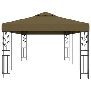 Grande Gazebo Decorativo con Intarsi in Acciaio Verniciato a Polvere Color Tortora, Tettoia e Pergola - Product Image 3
