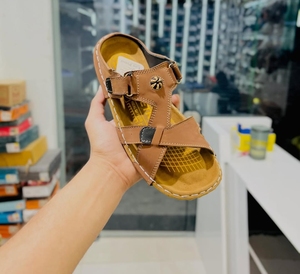 Men Leather Flat <b>Sandals</b> Open Toe Double Buckle Slides Breathable Casual Summer Beach Slippers Rubber Midsole Microfiber Lining - Product Image 5