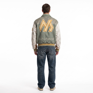 Chaqueta Varsity de Lana y Cuero Estilo Vintage para Hombre - Abrigo Bomber Holgado Estilo Urbano - Product Image 2