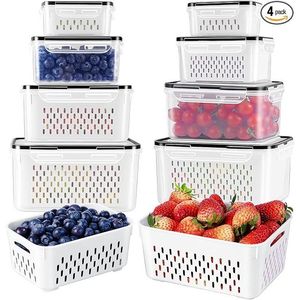 Set di 4 Contenitori Rimovibili per Frutta, per Organizzare Prodotti Freschi nel Frigorifero - Product Image 1