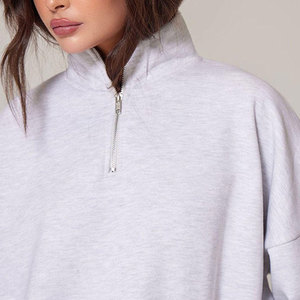 Custom Embroidered Logo High Quality Soft Fleece Drop Shoulder Plain Sport <b>Jumpers</b> High Neck Quarter Zip <b>Pullover</b> Oversized - Product Image 3