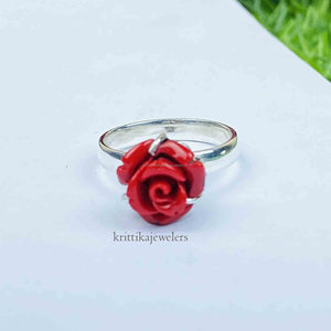 925 sterling Silver Red Rose Ring với kim cương và ngọc trai <span class=keywords><strong>prong</strong></span> thiết lập món quà kỷ niệm ngày cưới cho phụ nữ cho ngày Valentine - Product Image 5