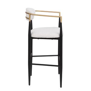 Set of 2 Counter Height <b>Bar</b> <b>Stools</b> with Iron Legs Upholstered Beige Fabric Seating 260mm for Kitchen Island <b>Bar</b> <b>Backs</b> Included - Product Image 6