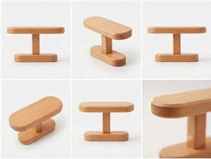 ขาตั้งไม้รูปวงรีทันสมัย ไม้เนื้อแข็ง ขัดเงา ตกแต่งบ้านแบบตั้งพื้น - Product Image 5