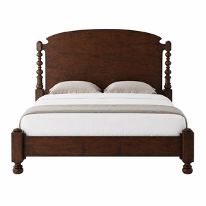 Base de Cama de Madera de Teca con Cabecero Arqueado Tipo Domo, Cama Clásica de Cuatro Postes con Pilares de Bobina - Product Image 1
