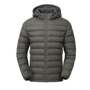 Chaqueta Acolchada Clásica para Hombre con Cierre, Diseño Corto Azul con Capucha, Tallas Grandes, Personalizable OEM ODM para Invierno Cálido - Product Image 1