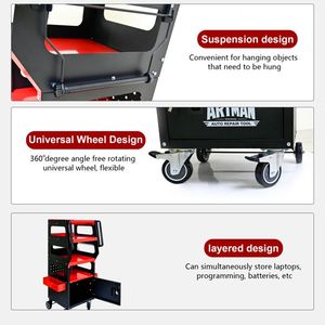Carrello Diagnostico Nero Multifunzionale a 4 Livelli con Ruote Girevoli a 360 Gradi Bloccabili, Attrezzatura Essenziale per Diagnostica Auto - Product Image 4