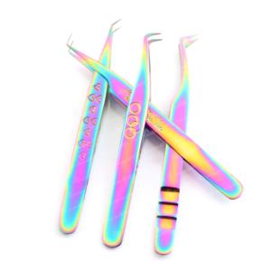 Belles couleurs pour pince à épiler d'extension de cils pince à épiler à trou incurvé droit pour faux cils - Product Image 3