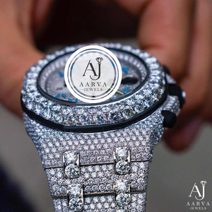 Reloj de Lujo para Hombre AARVA JEWELS, Cronógrafo de Cuarzo, Acero Inoxidable, Cristal de Zafiro, Bisel con Cristales, Resistente al Agua 10 Bar, Estilo Hip Hop - Product Image 4