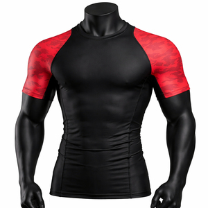 Comfortable Custom Size Hot Selling <b>Men's</b> Rash Guard Short <b>Compression</b> Breathable Anti-Bacterial UPF50+ High Quality Fitness - Product Image 1