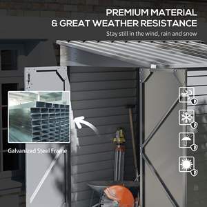 5 'X 9' capannone di stoccaggio esterno grigio con porte chiudibili a chiave 2 prese d'aria in metallo strumento di fondazione del pavimento della casa per il prato del cortile - Product Image 5