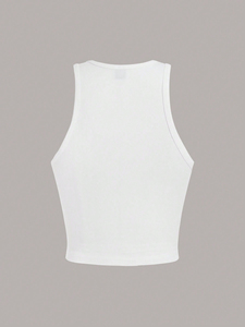 Women's tank Top Summer Sleeveless Spice Girl Vest Casual Minimalist Star <b>Pattern</b> Round Neck <b>Tight</b> Short Vest with Front Logo - Product Image 5