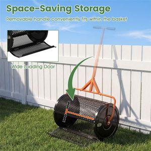Spargitore per Prato da 24 Pollici con Rete da 0,75 x 0,5 Pollici, Spargitore di Compost per Terra, Sabbia e Fertilizzante, Colore Arancione - Product Image 6