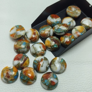 Cabochon de pierre précieuse Turquoise Oyster à taille ronde, en vrac, 5mm/6mm/7mm/8mm/10mm/12mm/13mm/14mm/15mm/16mm/18mm/20mm/22mm/24mm/25mm - Product Image 1