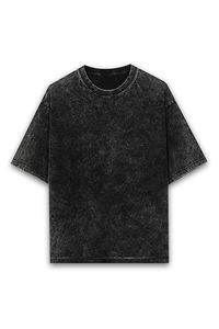 T-shirt décontracté à manches courtes et col rond pour homme, en coton uni, noir délavé, style vintage - Product Image 1
