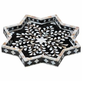 Best Price Wholesale Custom Mother of Pearl Serving Tray 100% Handmade Good Quality Food Serving Tray Wholesale Handicrafts - Product Image 5