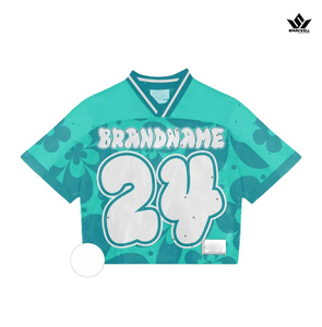 Camiseta de Fútbol Americano Verde Personalizada con Cuello en V, Manga Corta, Transpirable, de Secado Rápido, Malla Sublimada, 100% Poliéster, para Deportes de Equipo para Adultos - Product Image 5