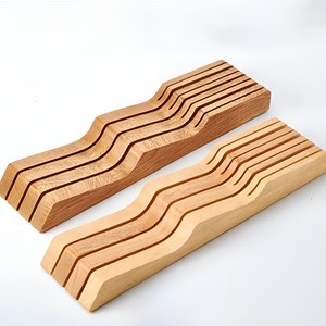 Vente en gros quantité en vrac Porte-couteau en bois naturel Porte-couteau à prix d'usine Rangement des couteaux Support en bois pour comptoir de cuisine - Product Image 4