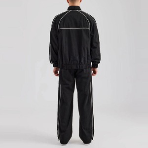Custom Unisex Nylon Windbreaker Tracksuit Reflective Piping <b>Jacket</b> and Pants <b>Summer</b> Jogging Set - Product Image 4