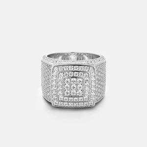 Anillo Unisex Iced Band de Plata 925 con Moissanita VVS, Chapado en Plata Brillante, Estilo Urbano de Lujo, Anillo de Compromiso, Joyería Hip Hop - Product Image 1