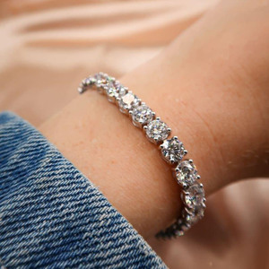 Bracelet tennis en moissanite taille ronde, style diamant étincelant de luxe, bijoux fins, cadeau pour femme, élégant, classique, intemporel - Product Image 6