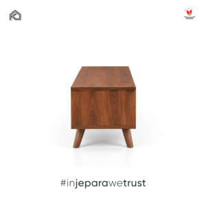 Moderno Soporte de TV de Madera de Teca Sólida con Acabado en Nogal, Estante Abierto, Consola Multimedia de Madera de Estilo Mid-Century para Muebles de Sala de Estar - Product Image 5