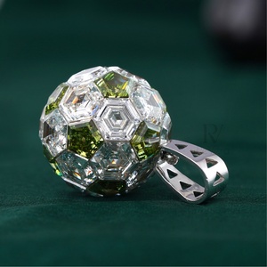 20 CT Hexagon Lab Grown Diamond Ball Pendant with VVS1 Clarity 14K White <b>Gold</b> Invisible Setting for Gift - Product Image 3