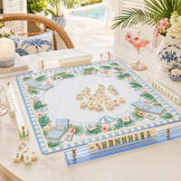 Tapis de Mahjong Moderne 33'' Palm Beach au Design Original Personnalisé, Tapis de Jeu pour Club, Tapis de Mahjong en Néoprène pour Hôtel de Vacances, Décoration de Table