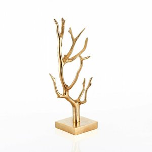 Handcrafted Two-Link Interlocking Metal Statue Antique Brass Finish Aluminum Abstract Ornament Hammered & Ribbed Texture Home - Product Image 6