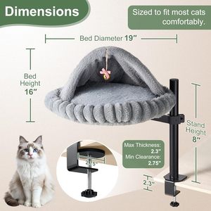 Cama para Gatos con Almohadilla Autocalentable – Cama Nido para Gatos Montada en el Escritorio con Campana |   Hamaca Acogedora para Gatos para Escritorio, Cama para Gatos para Escritorio - Product Image 2