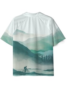 Unisex Short Sleeve Polo Shirt Mountain Bike Print Sublimated Breathable <b>Polyester</b> Regular Fit All Seasons Adult Top - Product Image 2
