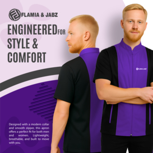 Chaqueta de Trabajo Unisex de Manga Corta FLAMIA & JAZZ, Azul Claro y Negro, Algodón Ecológico, Estilo Moderno, Diseño Práctico para Gatos - Product Image 5
