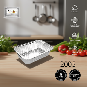 Contenedor Desechable de Papel de Aluminio 15.9 X 10.9 X 3.8 cm BANDEJA DE ALUMINIO - Product Image 3