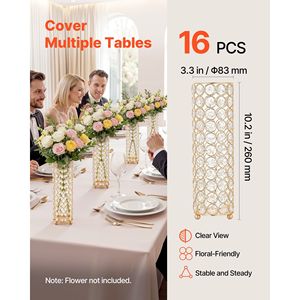 16 Jarrones Altos de Cristal para Flores de Boda, 10.24 Pulgadas, Fácil Instalación, Centros de Mesa Cilíndricos para Banquetes y Decoraciones para Bodas - Product Image 3