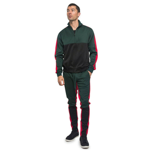 ชุดวอร์มผู้ชายแบบ Color Blocking เสื้อฮู้ดซิปครึ่งตัว กางเกงจ็อกเกอร์ทรงปกติ สไตล์สปอร์ตสำหรับฤดูใบไม้ร่วง ผลิตจากโพลีเอสเตอร์และผ้าฝ้าย ความยาวเต็มตัว - Product Image 1