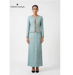 Fashionable Women's Full Sleeves Top and Floor Length Column Skirt <b>Set</b> Elegant Party Wear Outfits for Girls - Product Image 1